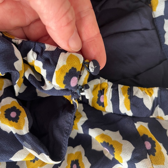 Boden Carey dress navy blue yellow flower floral print high neck silk zip up - Picture 11 of 16